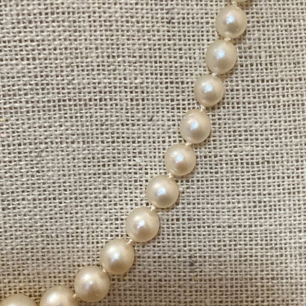 14K White Gold Graduated Cultured Pearl Necklace 15" Girls - Picture 4 of 8